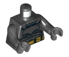Torso Batman Logo with Body Armor and Gold Belt Pattern / Pearl Dark Gray Arms / Dark Bluish Gray Hands