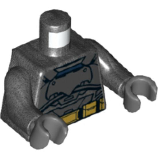 Torso Batman Logo with Body Armor and Gold Belt Pattern / Pearl Dark Gray Arms / Dark Bluish Gray Hands