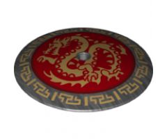 Dish 9 x 9 Inverted (Radar) with Gold Dragon on Red Medallion Pattern
