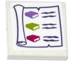 Tile 2 x 2 with Scroll with 3 Books Pattern (Sticker) - Set 41176