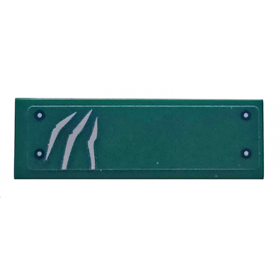 Tile 1 x 3 with Scratches and Four Rivets on Dark Green Background Pattern (Sticker) - Set 75935
