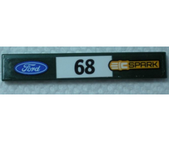 Tile 1 x 6 with Ford Logo, Black '68' and 'SPARK' Pattern Model Left Side (Sticker) - Set 75884