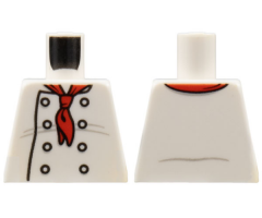 Torso Chef with 8 Buttons, Long Red Neckerchief, Light Bluish Gray Wrinkles and Back Print Pattern
