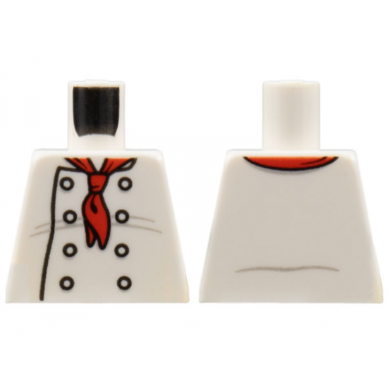 Torso Chef with 8 Buttons, Long Red Neckerchief, Light Bluish Gray Wrinkles and Back Print Pattern