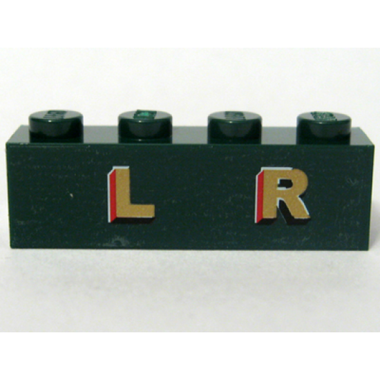Brick 1 x 4 with Gold 'L R' Pattern (Sticker) - Set 10194