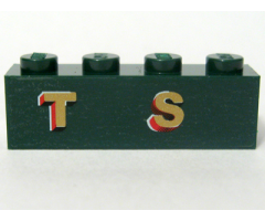 Brick 1 x 4 with Gold 'T S' Pattern (Sticker) - Set 10194