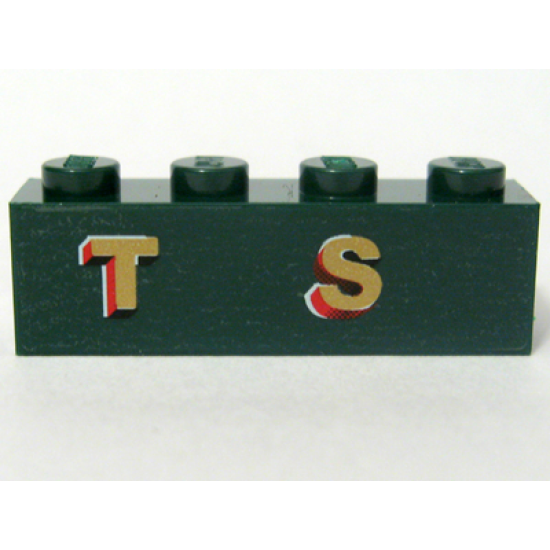 Brick 1 x 4 with Gold 'T S' Pattern (Sticker) - Set 10194