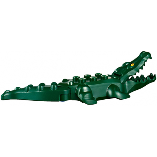 Alligator / Crocodile with 20 Teeth with Yellow Eyes Pattern with Blue Technic, Pin 1/2