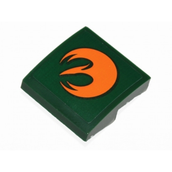 Slope, Curved 2 x 2 with Orange Rebels Insignia Pattern Model Left Side (Sticker) - Set 75090