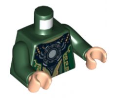 Torso Asian Robe with Gold Stitchery and Round Silver Pendant Pattern / Dark Green Arms / Light Nougat Hands