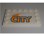 Tile, Modified 4 x 6 with Studs on Edges with Bright Light Orange 'CITY' Pattern (Sticker) - Set 60097