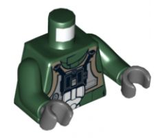 Torso SW Rebel A-wing Pilot with Dark Tan Vest and Black Front Panel with Breathing Apparatus Pattern / Dark Green Arms / Dark Bluish Gray Hands