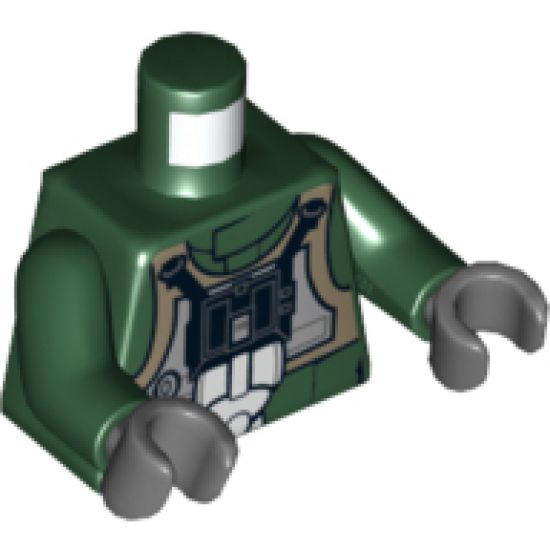 Torso SW Rebel A-wing Pilot with Dark Tan Vest and Black Front Panel with Breathing Apparatus Pattern / Dark Green Arms / Dark Bluish Gray Hands