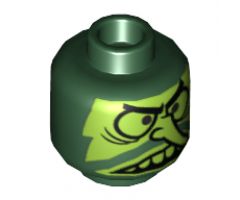 Minifigure, Head Lime Face, Large Eyes, Long Nose and Large Upper Teeth Pattern - Hollow Stud