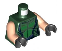 Torso Female Outline, Black Neckline and Lines, Dark Blue Trim and Belt Pattern / Light Nougat Arms / Black Hands