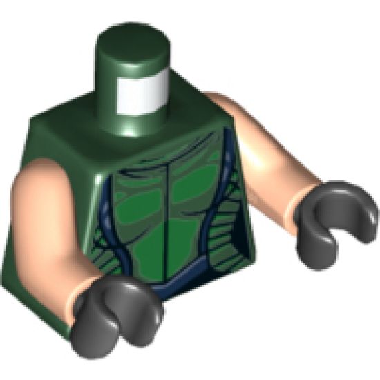 Torso Female Outline, Black Neckline and Lines, Dark Blue Trim and Belt Pattern / Light Nougat Arms / Black Hands