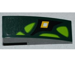 Slope, Curved 3 x 1 with Lime Scales and Yellow Diamond Pattern Model Left Side (Sticker) - Set 9450