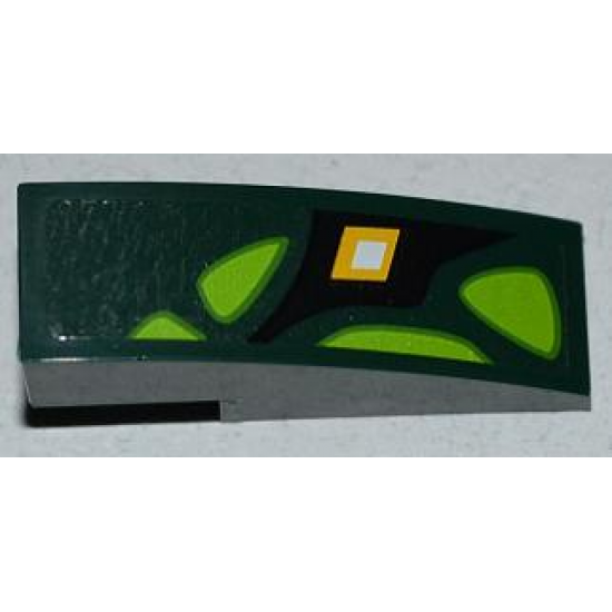 Slope, Curved 3 x 1 with Lime Scales and Yellow Diamond Pattern Model Left Side (Sticker) - Set 9450