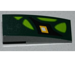 Slope, Curved 3 x 1 with Lime Scales and Yellow Diamond Pattern Model Right Side (Sticker) - Set 9450