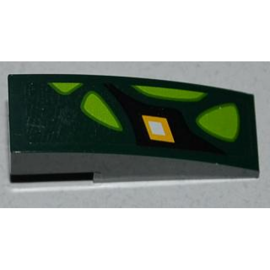 Slope, Curved 3 x 1 with Lime Scales and Yellow Diamond Pattern Model Right Side (Sticker) - Set 9450