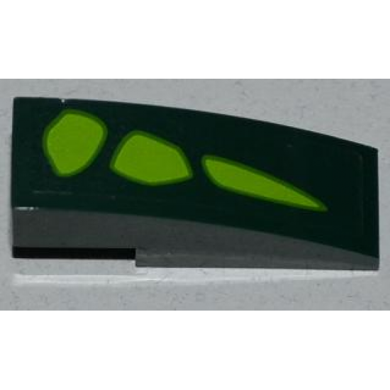 Slope, Curved 3 x 1 with 3 Lime Scales Pattern Model Right Side (Sticker) - Set 9450