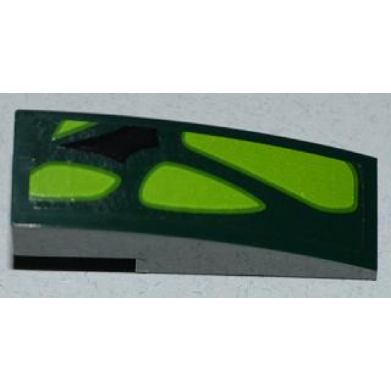 Slope, Curved 3 x 1 with Black Scale and 4 Lime Scales Pattern Model Left Side (Sticker) - Set 9450
