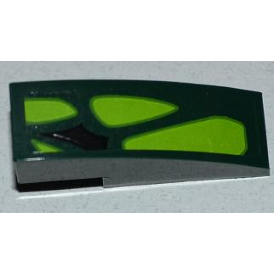 Slope, Curved 3 x 1 with Black Scale and 4 Lime Scales Pattern Model Right Side (Sticker) - Set 9450