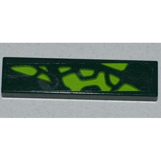 Tile 1 x 4 with 9 Lime Scales Pattern Model Left Side (Sticker) - Set 9450