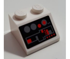 Slope 45 2 x 2 with Red and Gray Buttons and Controls Pattern (Sticker) - Set 8129