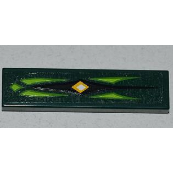 Tile 1 x 4 with Lime Scales and Yellow Diamond Pattern (Sticker) - Set 9450