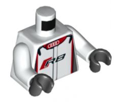 Torso Race Suit with Audi Logo and 'R8' on Front and Back Pattern / White Arms / Black Hands