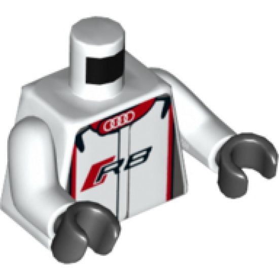 Torso Race Suit with Audi Logo and 'R8' on Front and Back Pattern / White Arms / Black Hands