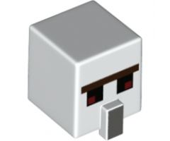 Minifigure, Head, Modified Cube Tall with Raised Rectangle and Minecraft Iron Golem Black Mouth Pattern