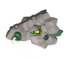 Animal, Body Part Dragon Head (Fantasy Era) Upper Jaw with Metallic Silver Armor and Yellow Eyes Pattern