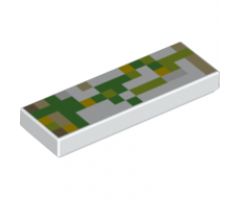 Tile 1 x 3 with Pixelated Green, Lime, Tan and Yellow Pattern (Minecraft Iron Golem)