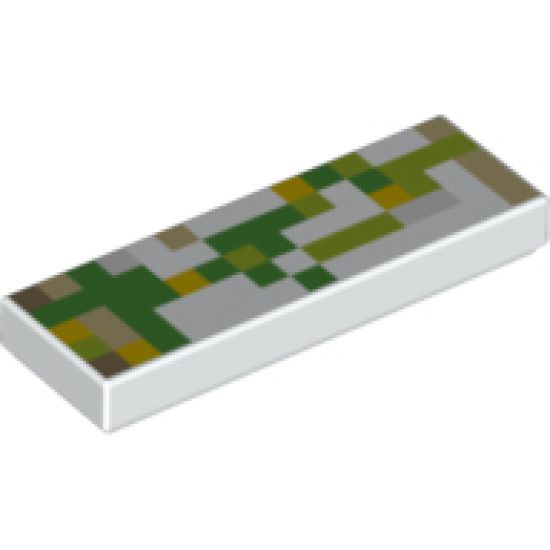 Tile 1 x 3 with Pixelated Green, Lime, Tan and Yellow Pattern (Minecraft Iron Golem)