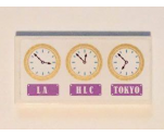 Tile 2 x 4 with 3 Gold Clocks and 'LA', HLC' and 'TOKYO' Pattern (Sticker) - Set 41101