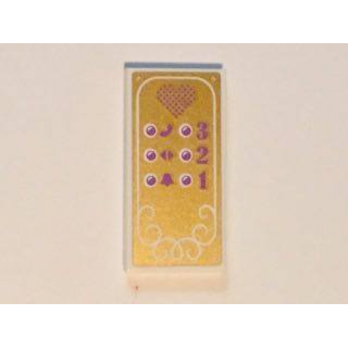 Tile 2 x 4 with Elevator Buttons on Gold Background Pattern (Sticker) - Set 41101