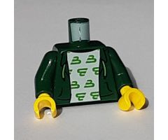 Torso Hoodie, White Shirt with Bright Green Blacktron 'B' Pattern / Dark Green Arms / Yellow Hands