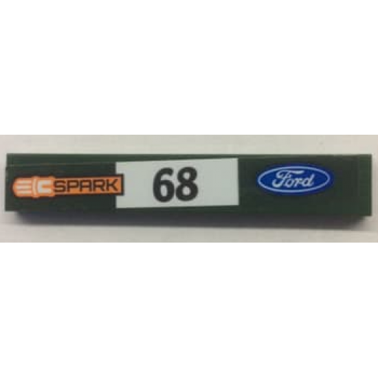 Tile 1 x 6 with Ford Logo, Black '68' and 'SPARK' Pattern Model Right Side (Sticker) - Set 75884