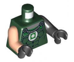 Torso Muscles Outline, Green Lantern Logo, Silver Chain Pattern / Black Arm Left with Silver Cuff Pattern / Light Nougat Arm Right / Black Hands