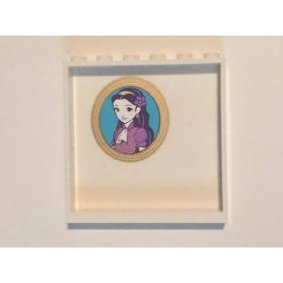 Panel 1 x 6 x 5 with Oval Gold Framed Portrait with Girl Pattern on Inside (Sticker) - Set 41101