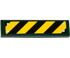 Tile 1 x 4 with Black and Yellow Danger Stripes and 4 Silver Rivets Pattern (Sticker) - Set 75919