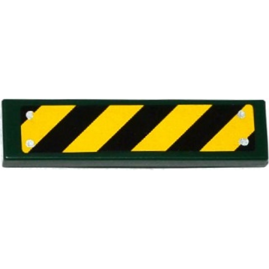 Tile 1 x 4 with Black and Yellow Danger Stripes and 4 Silver Rivets Pattern (Sticker) - Set 75919