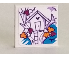 Tile 2 x 2 with Tree House and Ladder Pattern (Sticker) - Set 41335