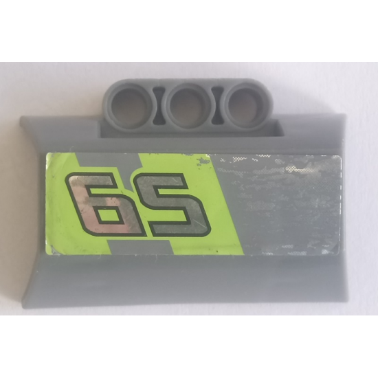 Technic, Panel Engine Block Half / Side Intake with Silver '65' on Lime Stripes Pattern Model Right Side (Sticker) - Set 8496