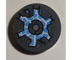 Tile, Round 2 x 2 with Bottom Stud Holder with Hatch and Medium Blue Energy Pattern (Sticker) - Set 70352