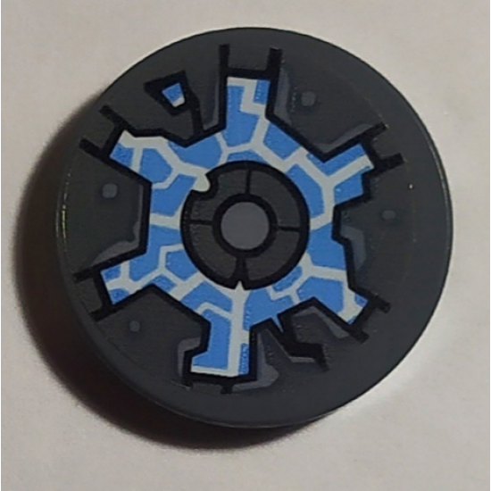 Tile, Round 2 x 2 with Bottom Stud Holder with Hatch and Medium Blue Energy Pattern (Sticker) - Set 70352