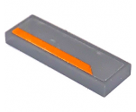 Tile 1 x 3 with Orange Stripe on Dark Bluish Gray Background Pattern Model Left Side (Sticker) - Set 75892