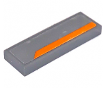 Tile 1 x 3 with Orange Stripe on Dark Bluish Gray Background Pattern Model Right Side (Sticker) - Set 75892